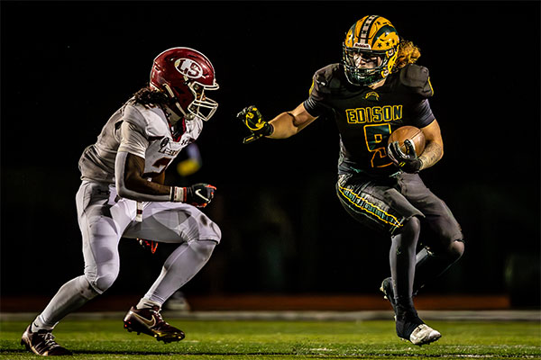 Julius Gillick (#9) staring down his threat.